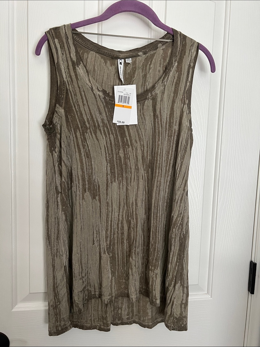 Cable & Gauge Sleeveless Olive Brown Textured Tank Top